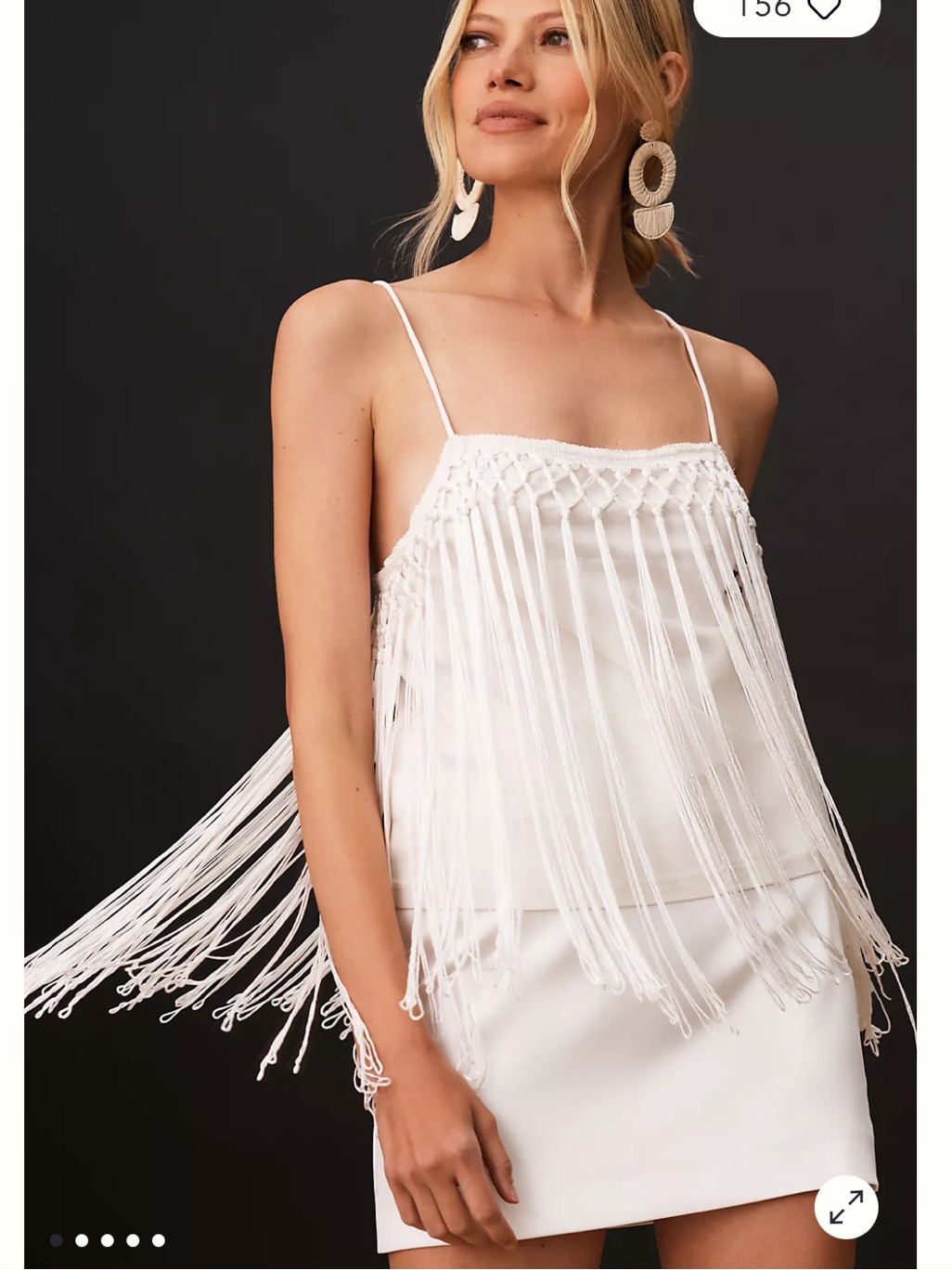 Nwot Anthropologie Fringe Cami Xl White